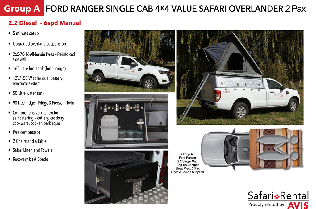 Ford Ranger Single Cab 4x4 Safari Rental